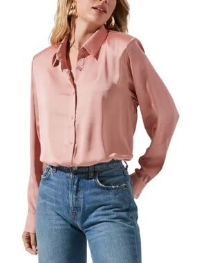 ASTR Rose Pink Button-Down Dress Shirt